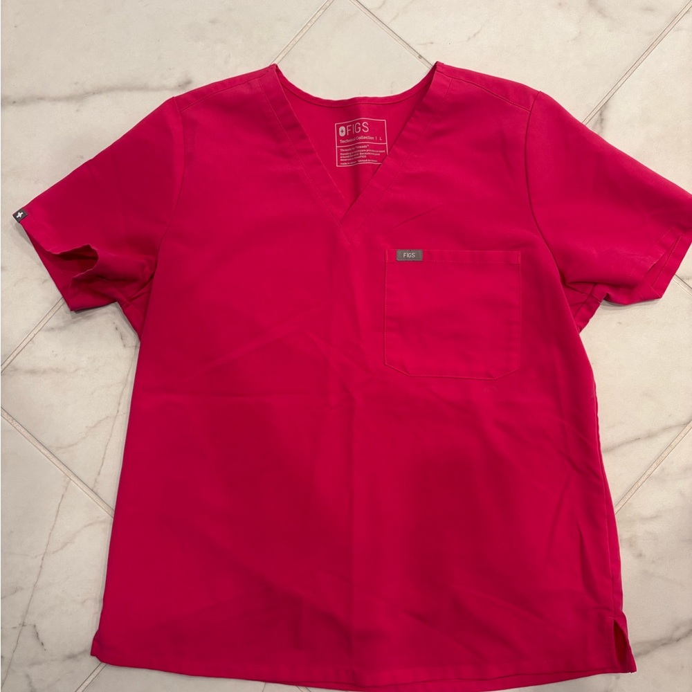FIGS Women Scrub Top Shocking Pink